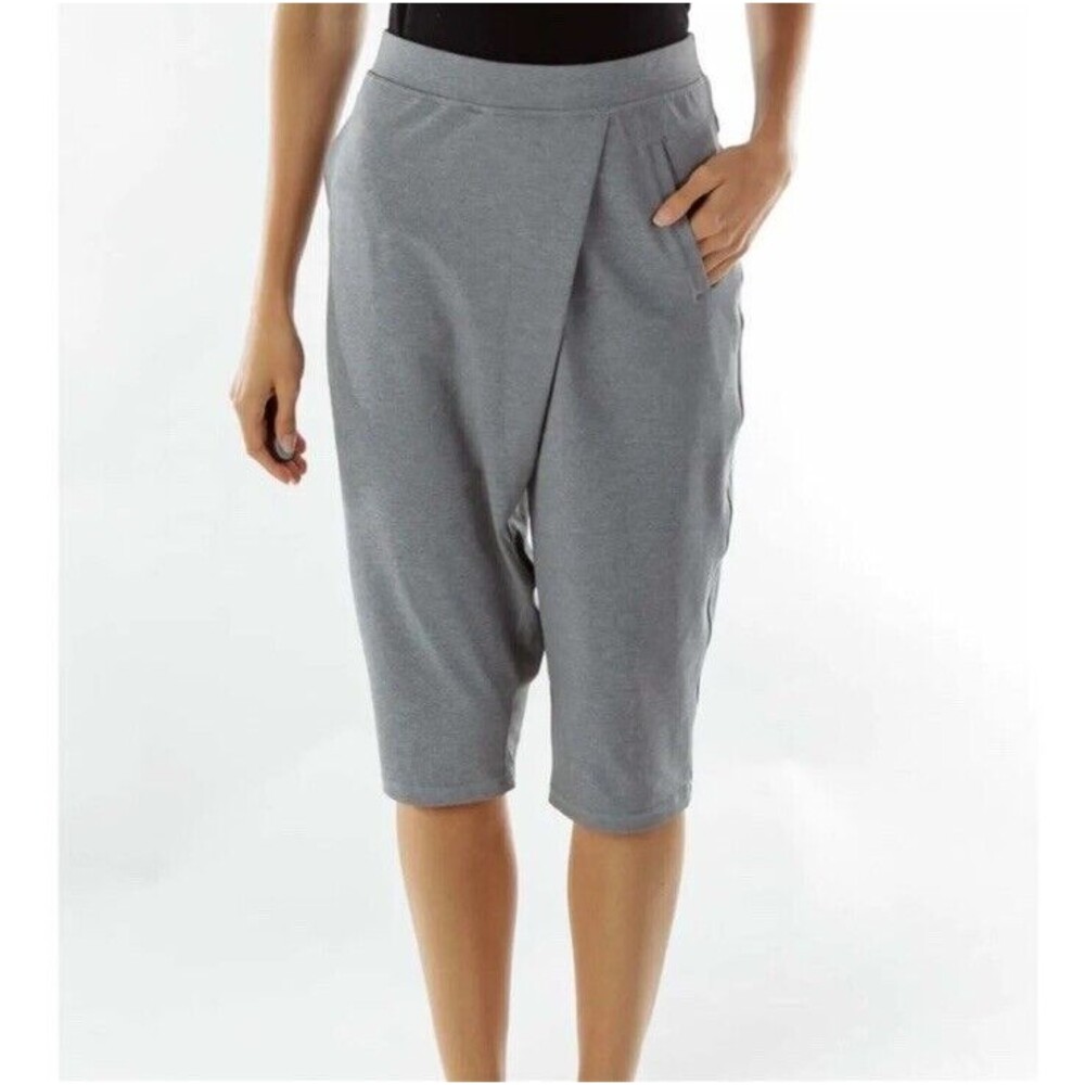 Lululemon Retreat Yogi Crop Pants Cross Front Heathered Slate Gray Size 6